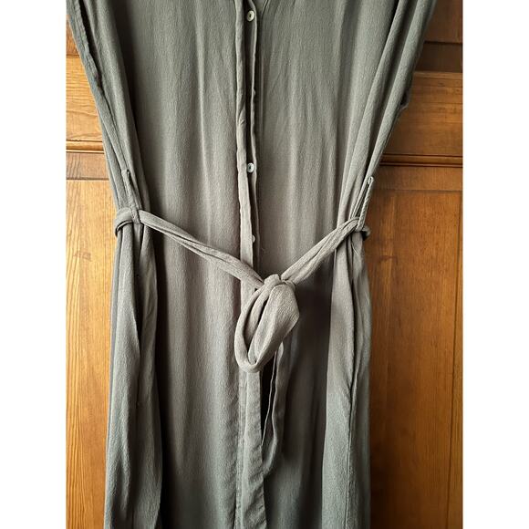 Lulus Women's Button Down Collared Midi Shirt Dress Sleeveless Solid Gray SZ XL - Picture 6 of 14